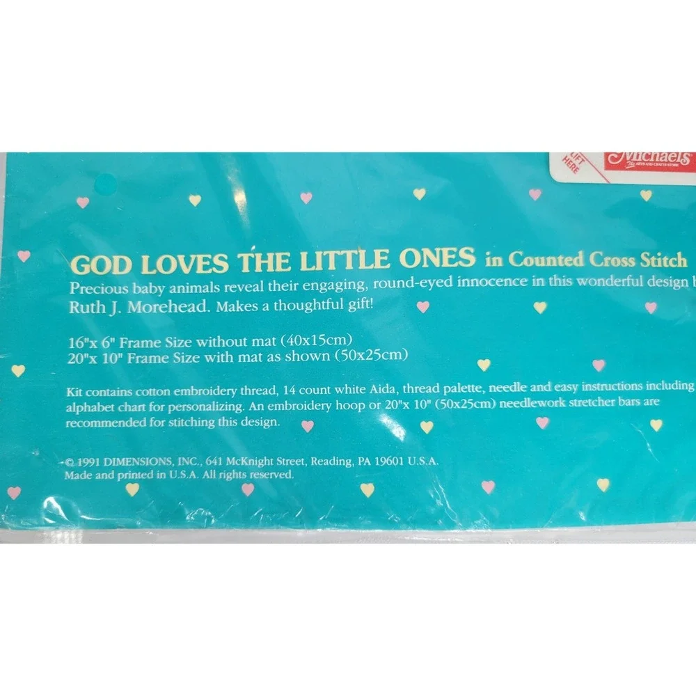Vintage‎ 1991 Dimensions Baby Hugs Cross Stitch Kit God Loves Little Ones New